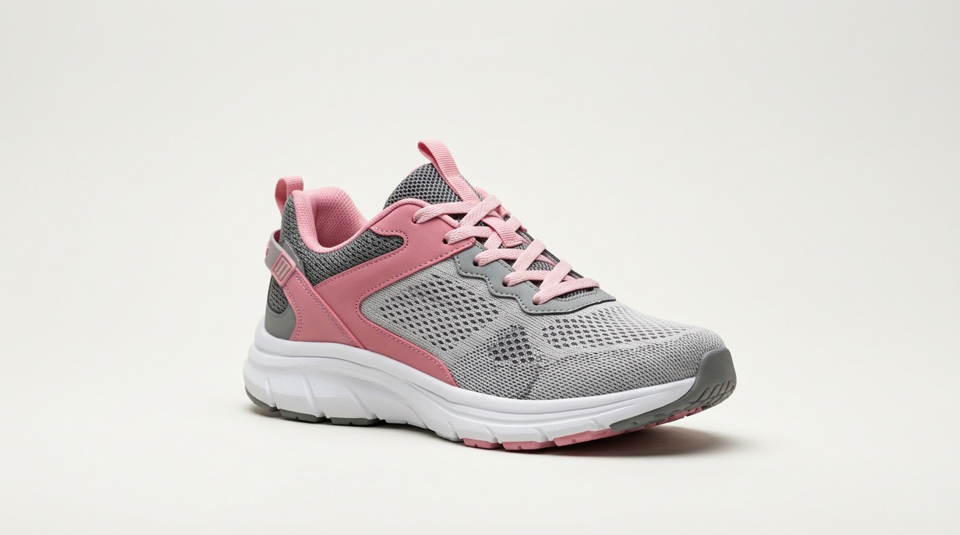 Sneaker Hitmars donna Run Lady in mesh grigio con dettagli rosa