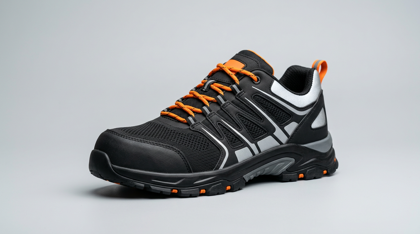 Scarpa antinfortunistica bassa Hitmars in stile sneaker con dettagli arancio