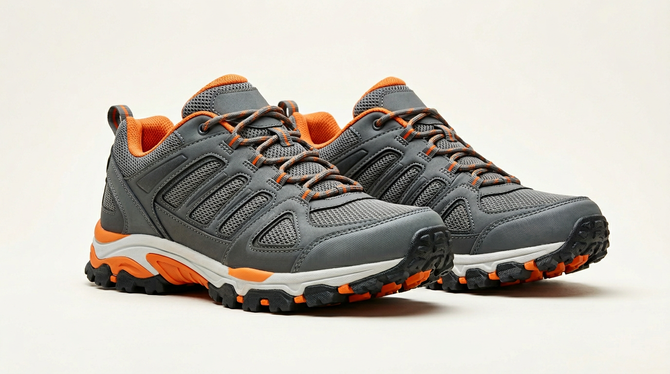 Scarpa trail Hitmars uomo grigia con suola arancione aggressiva